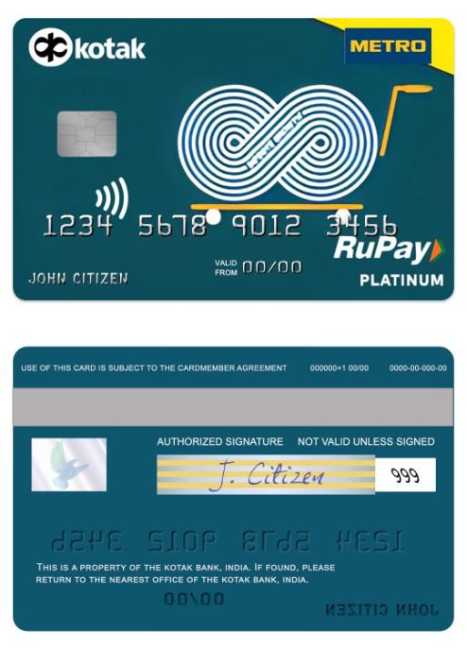 India Kotak Bank Metro Cash & Carry RuPay platinum card